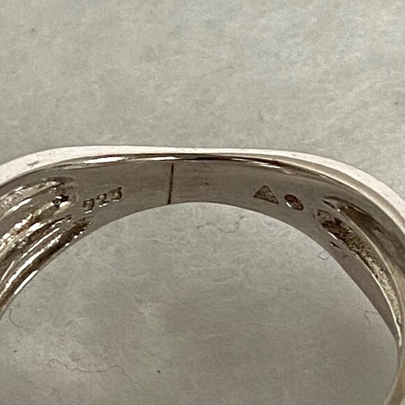 Sterling Silver 925 Black White Diamond Crossover Multi Band Ring Sz 6.5 - Picture 8 of 16